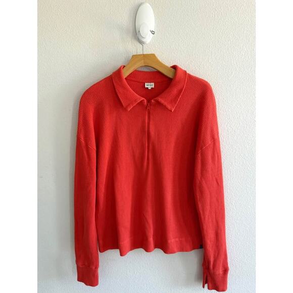 Kule Women’s Cotton Waffle Knit 3‎ Quarter Zip Sweater Sz XS - Picture 1 of 7